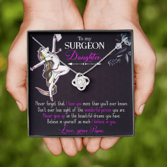 To My Surgeon Daughter - I Love You Love Knot Necklace