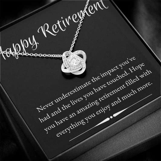 Happy Retirement - Simply Eternal - Love Knot Necklace for Her - The Gift Eternal