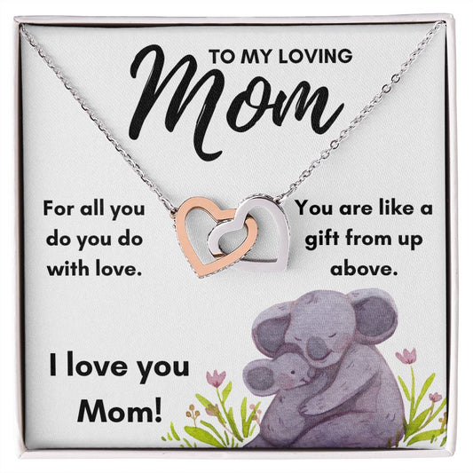 Mom - Gift From Above - Koala Interlocking Hearts Necklace