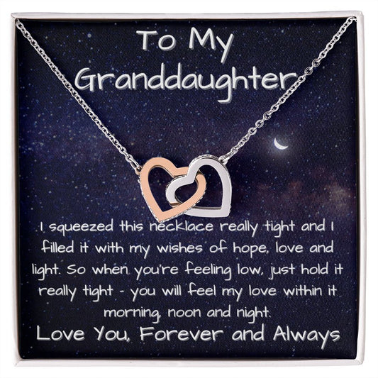 My Granddaughter - Love You Morning, Noon and Night - Interlocking Hearts Necklace