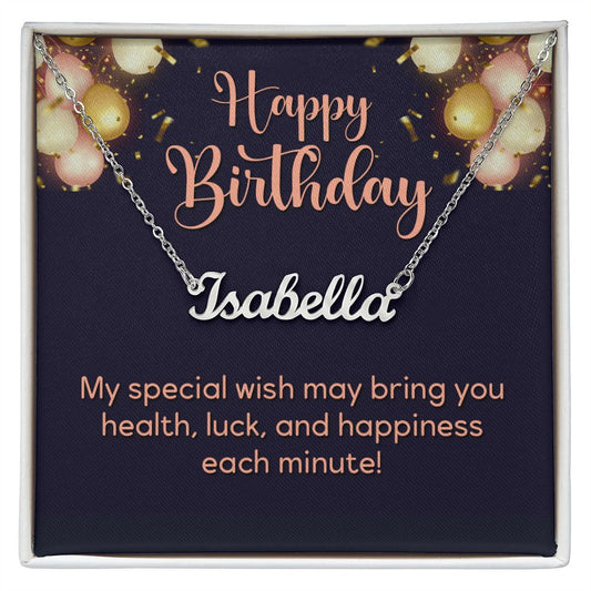 Happy Birthday - Personalized Name Necklace