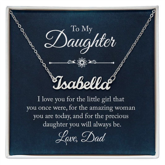 To My Daughter - I Love You - Personalized Name Necklace