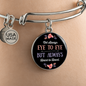 Always Heart to Heart - Engravable Bangle Bracelet with Circle Pendant