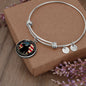 Daughter - Protected by a Veteran - Engravable Bangle Bracelet with Circle Pendant