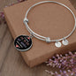 Always Heart to Heart - Engravable Bangle Bracelet with Circle Pendant