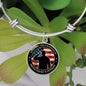 Daughter - Protected by a Veteran - Engravable Bangle Bracelet with Circle Pendant