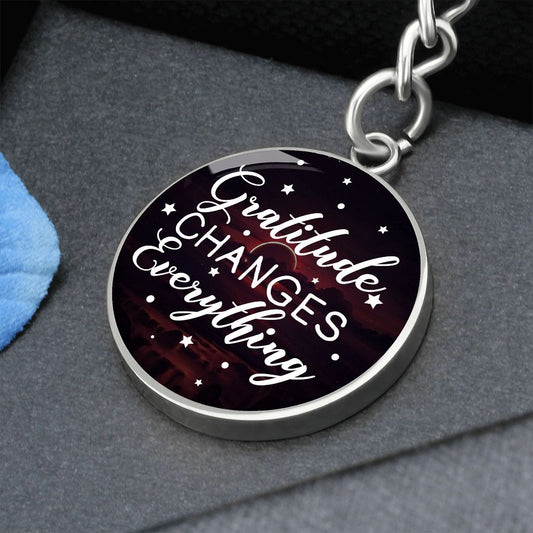 Gratitude Changes Everything - Engravable Circle Keychain