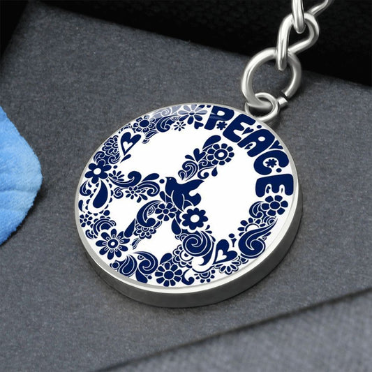 Peace - Engravable Circle Keychain