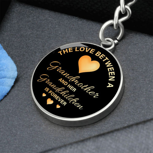 The Love Between - Grandmother and her Grandchildren - Engravable Circle Keychain