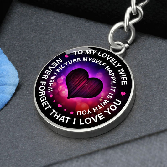 To My Lovely Wife - Engravable Circle Keychain