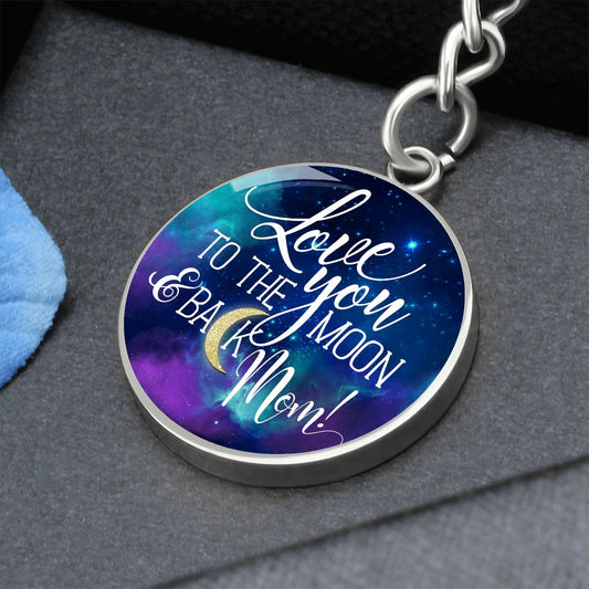 Love You to the Moon - Engravable Circle Keychain