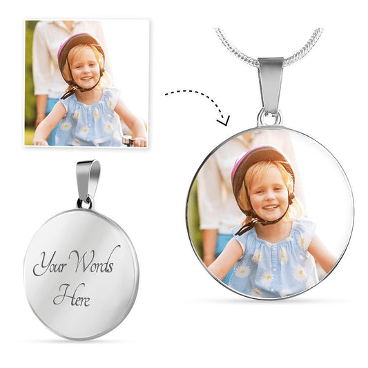 A Piece of Your Love - Circle Pendant Necklace - Your Photo