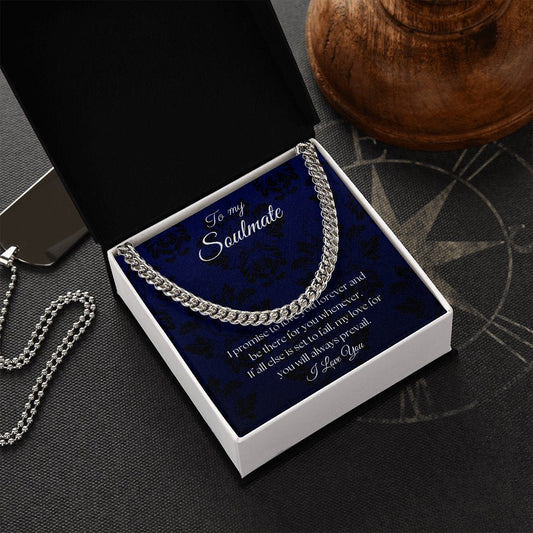 To My Soulmate - Royal Blue - Cuban Link Chain Necklace - The Gift Eternal